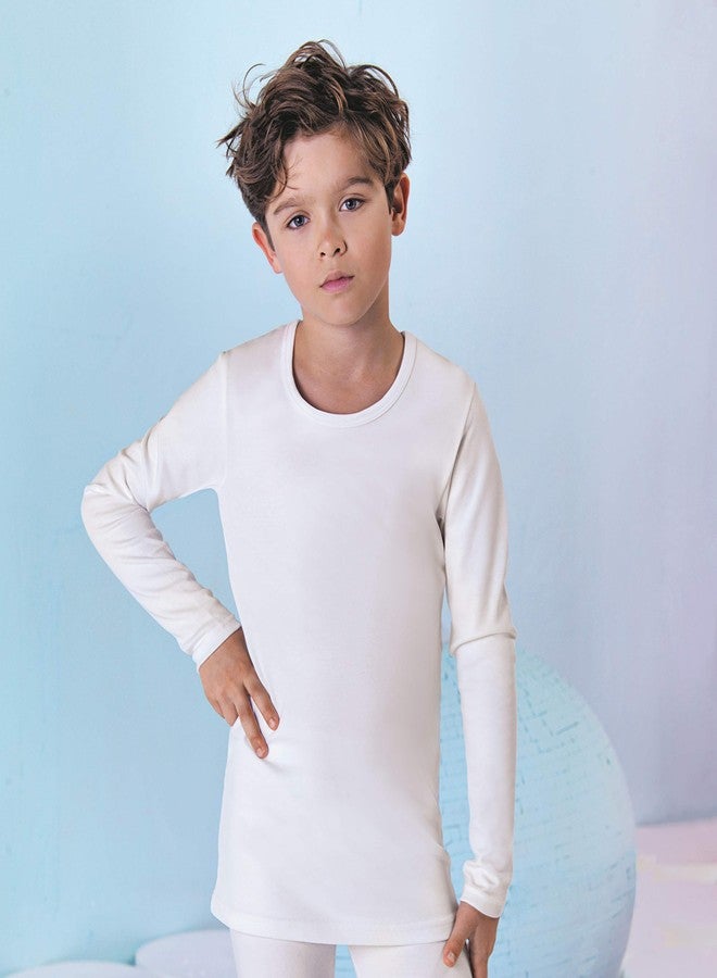 بريكس تيشيرتات بريكس للأولاد بأكمام طويلة - تيشيرتات قطنية ناعمة بدون علامة، بياقة دائرية، عبوة من 4 قطع. مقاسات من 2 إلى 20 (من 11 إلى 13 سنة، لون أبيض، عبوة من 4 قطع) - Image 2